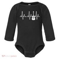 Acoustic Guitar Heartbeat Shirts Guitar Musician Baby Long Sleeve Bodysuit thumb 0