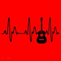 Acoustic Guitar Heartbeat Shirts Guitar Musician Santa Hat thumb 1