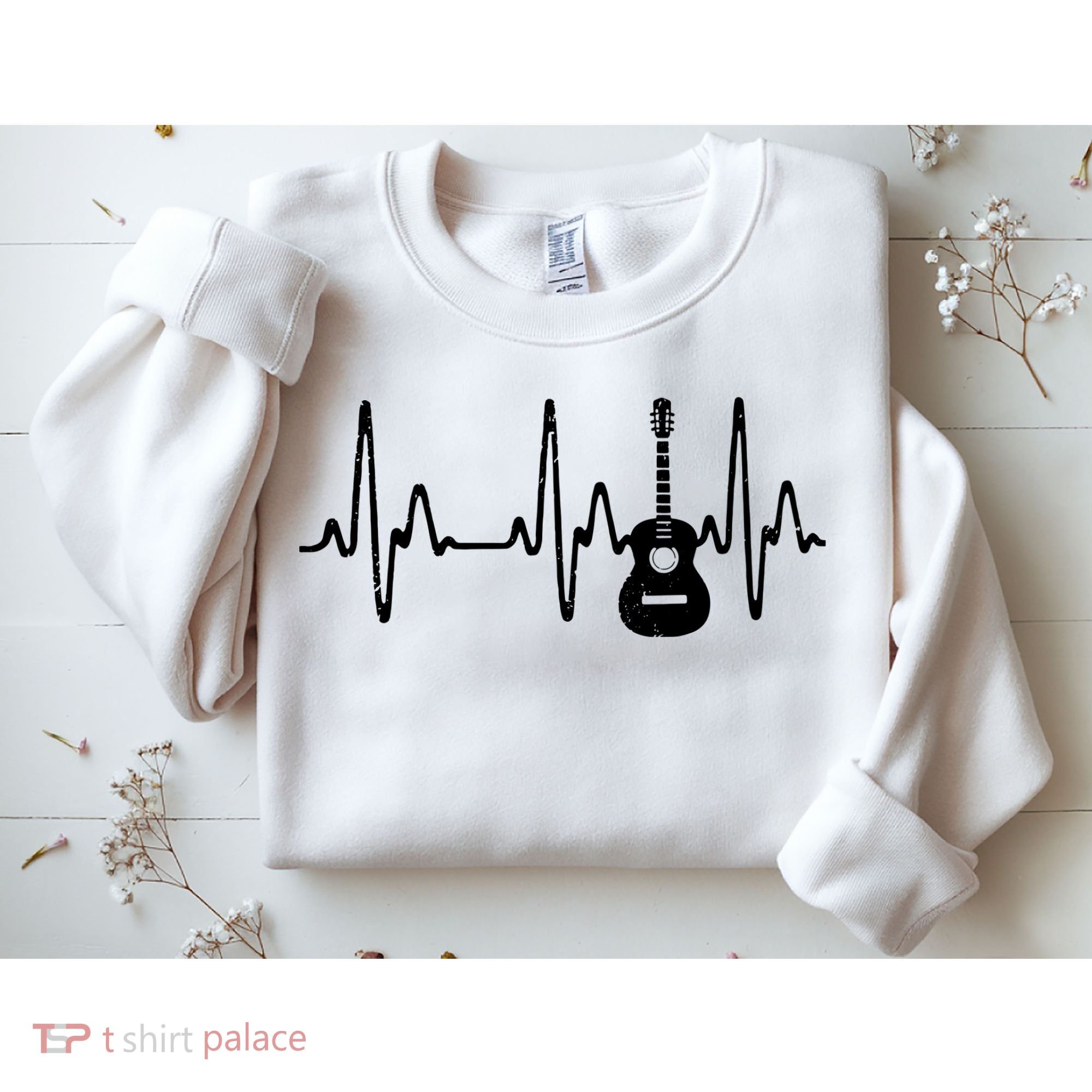 Acoustic Guitar Heartbeat Shirts Guitar Musician Sweatshirt