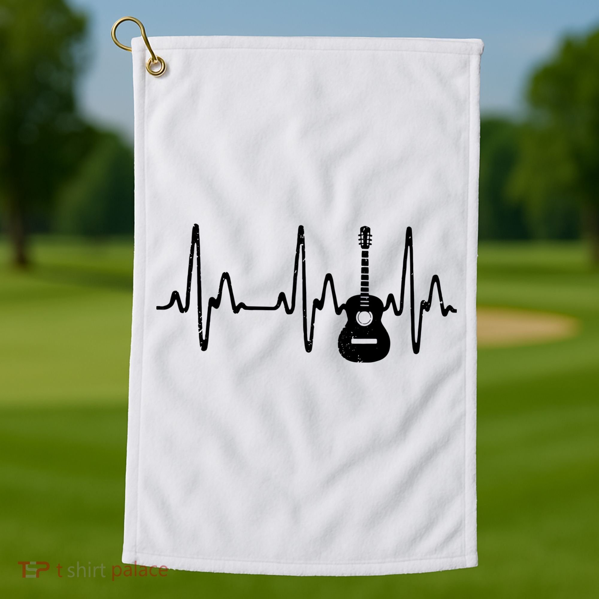 Acoustic Guitar Heartbeat Shirts Guitar Musician Golf Towel