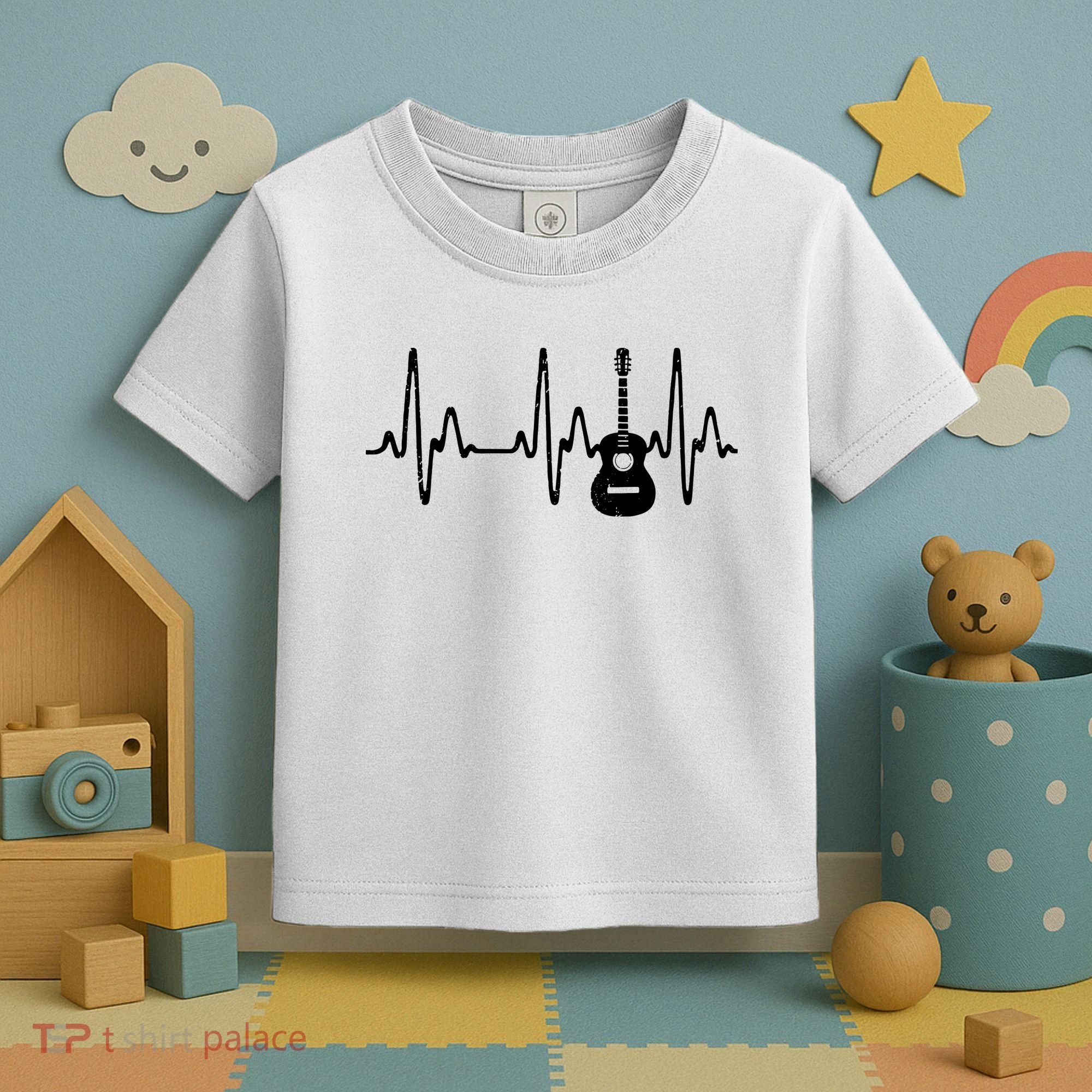 Acoustic Guitar Heartbeat Shirts Guitar Musician Toddler T-Shirt