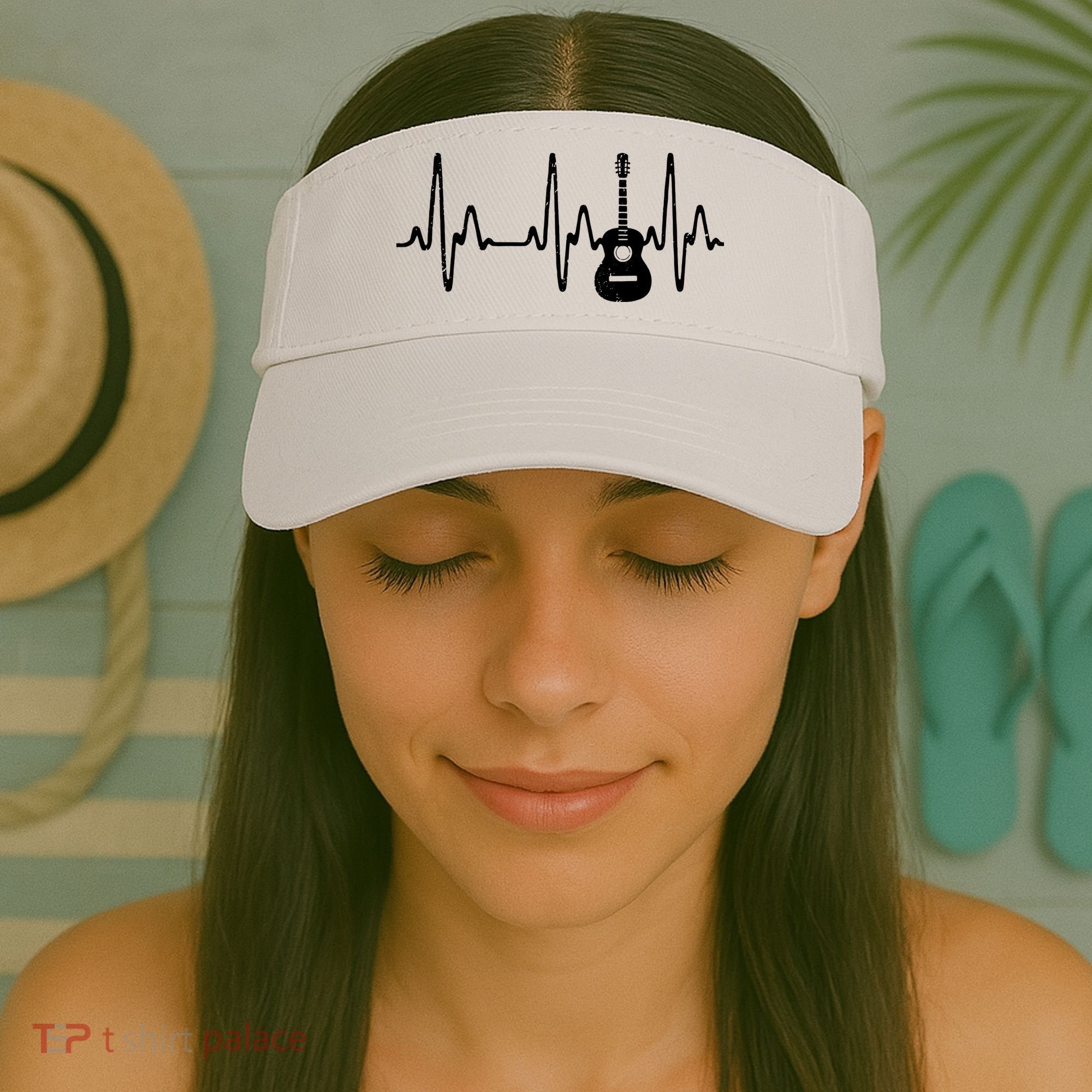 Acoustic Guitar Heartbeat Shirts Guitar Musician Visor