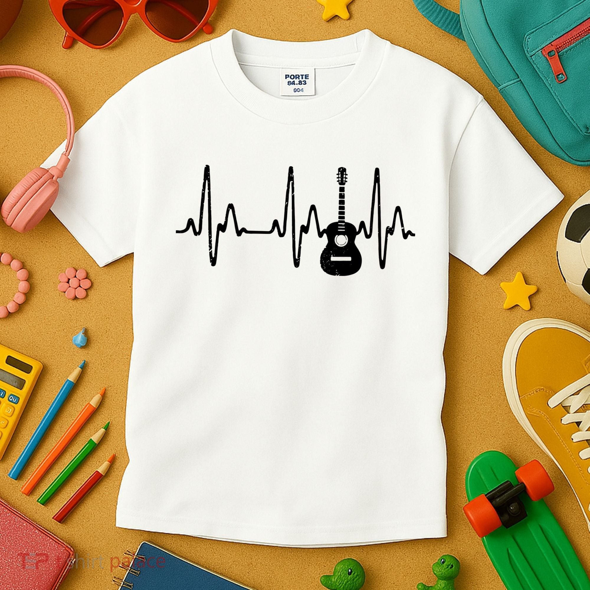 Acoustic Guitar Heartbeat Shirts Guitar Musician Kids T-Shirt