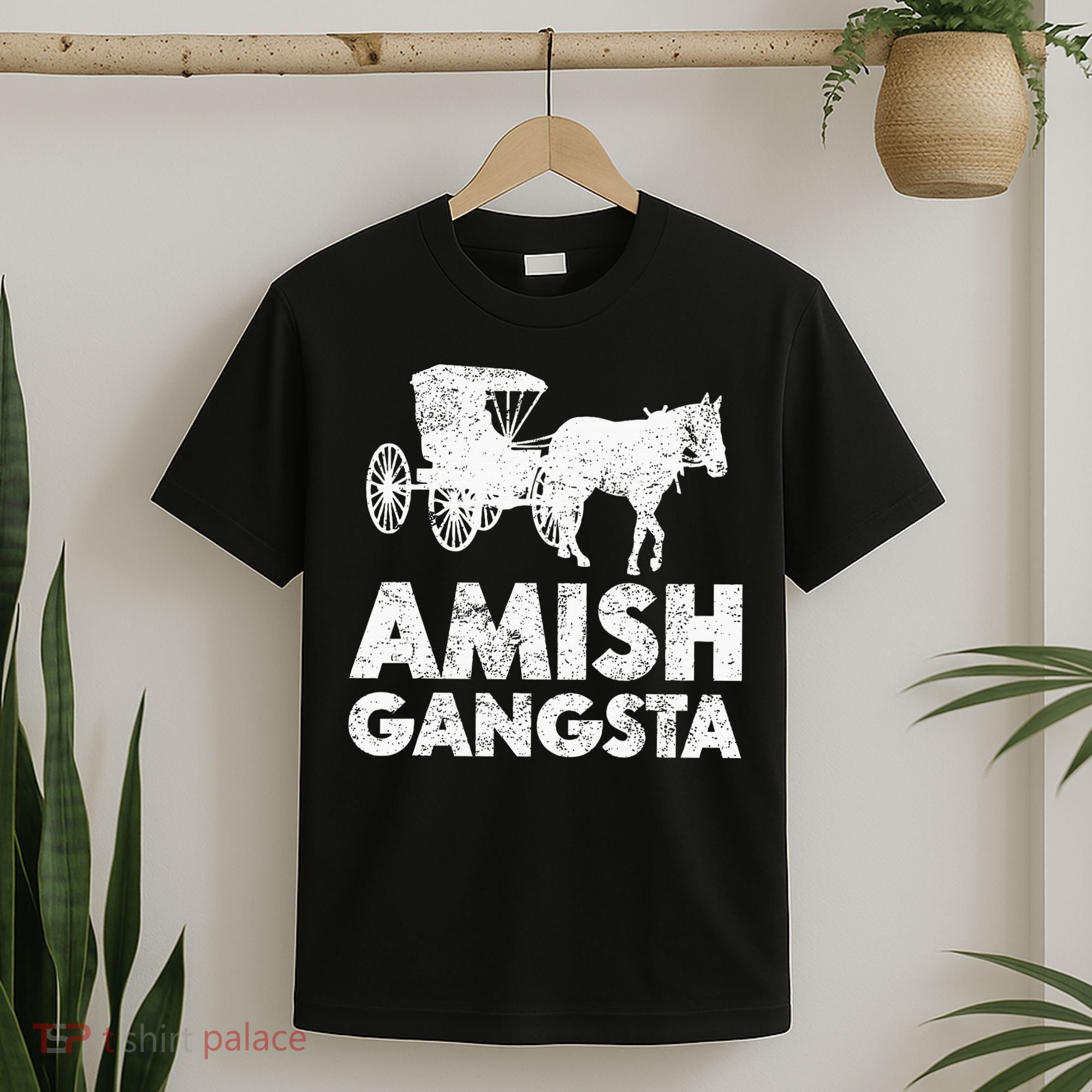 Amish Gangsta Horse And Buggy Funny Amish Gift T-Shirt