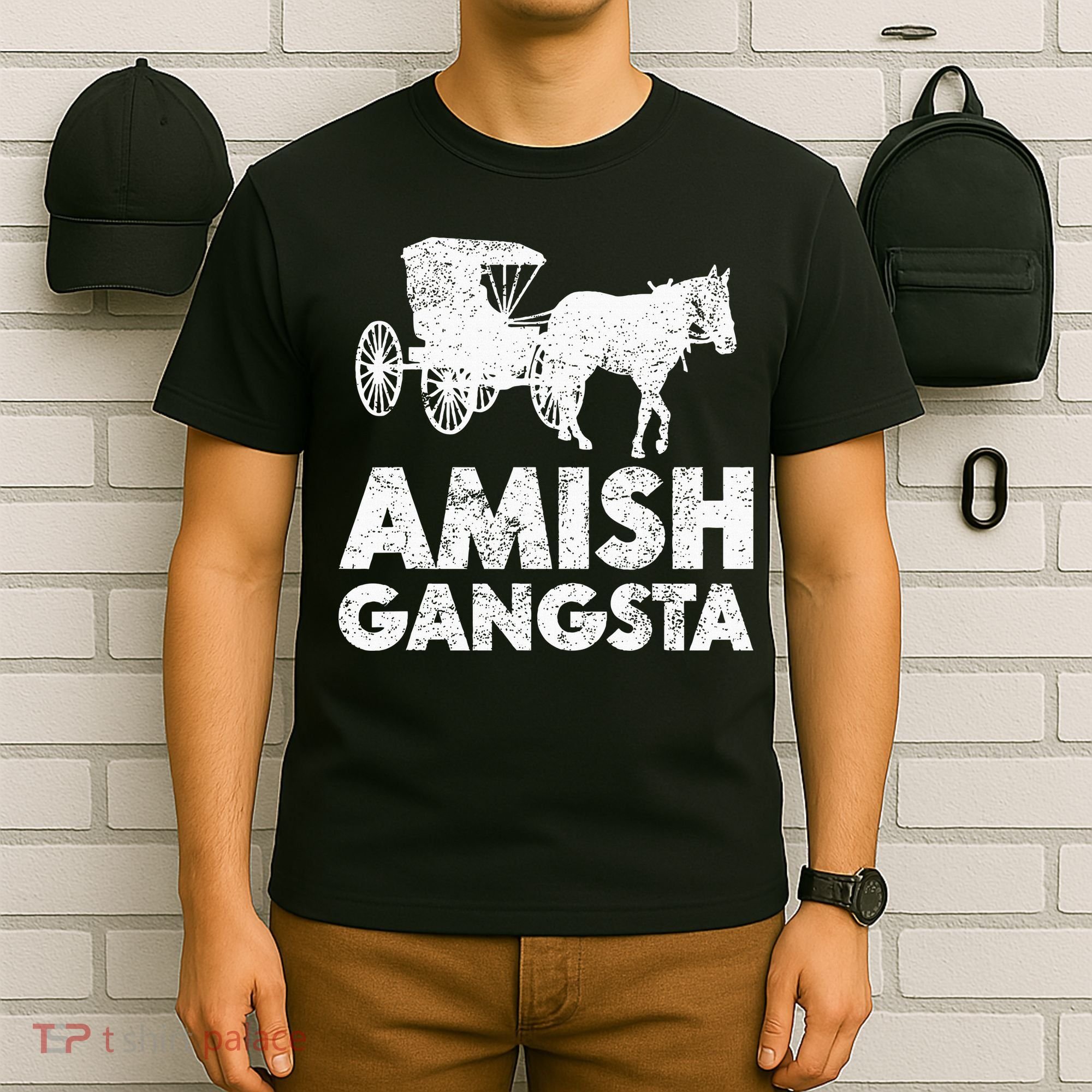 Amish Gangsta Horse And Buggy Funny Amish Gift T-Shirt
