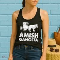 Amish Gangsta Horse And Buggy Funny Amish Gift Women's Tank Top thumb 2