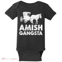 Amish Gangsta Horse And Buggy Funny Amish Gift Baby Bodysuit thumb 0