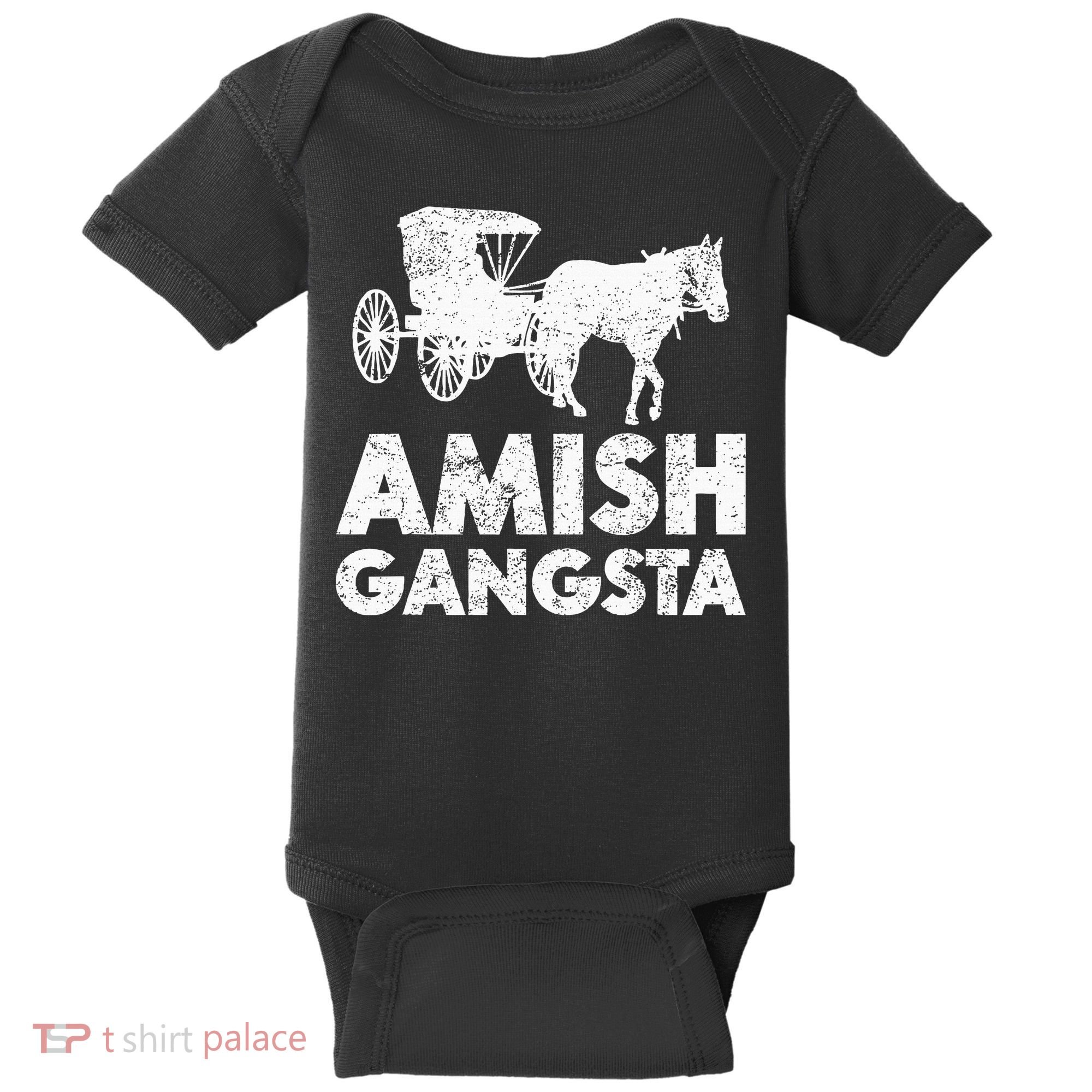 Amish Gangsta Horse And Buggy Funny Amish Gift Baby Bodysuit