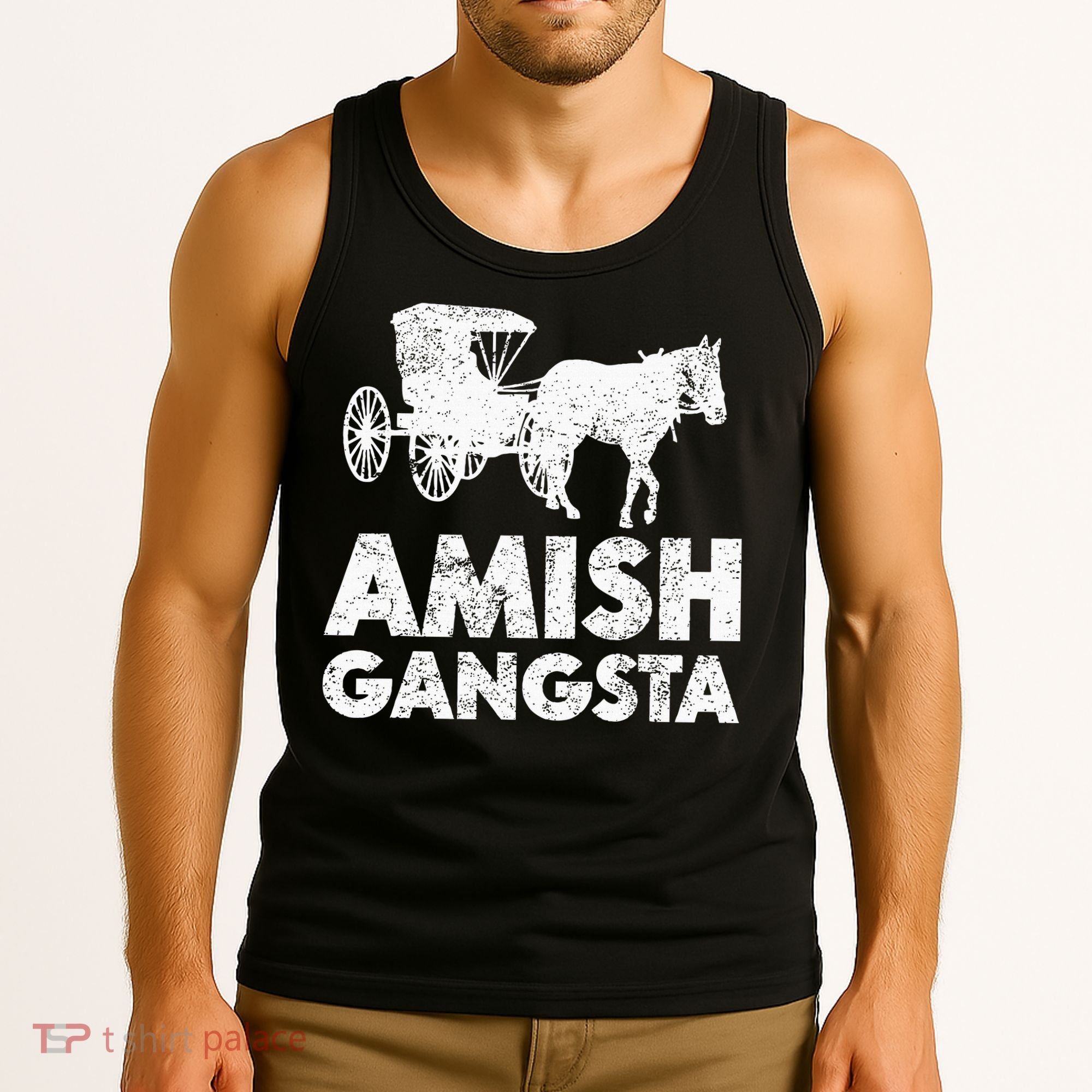 Amish Gangsta Horse And Buggy Funny Amish Gift Tank Top