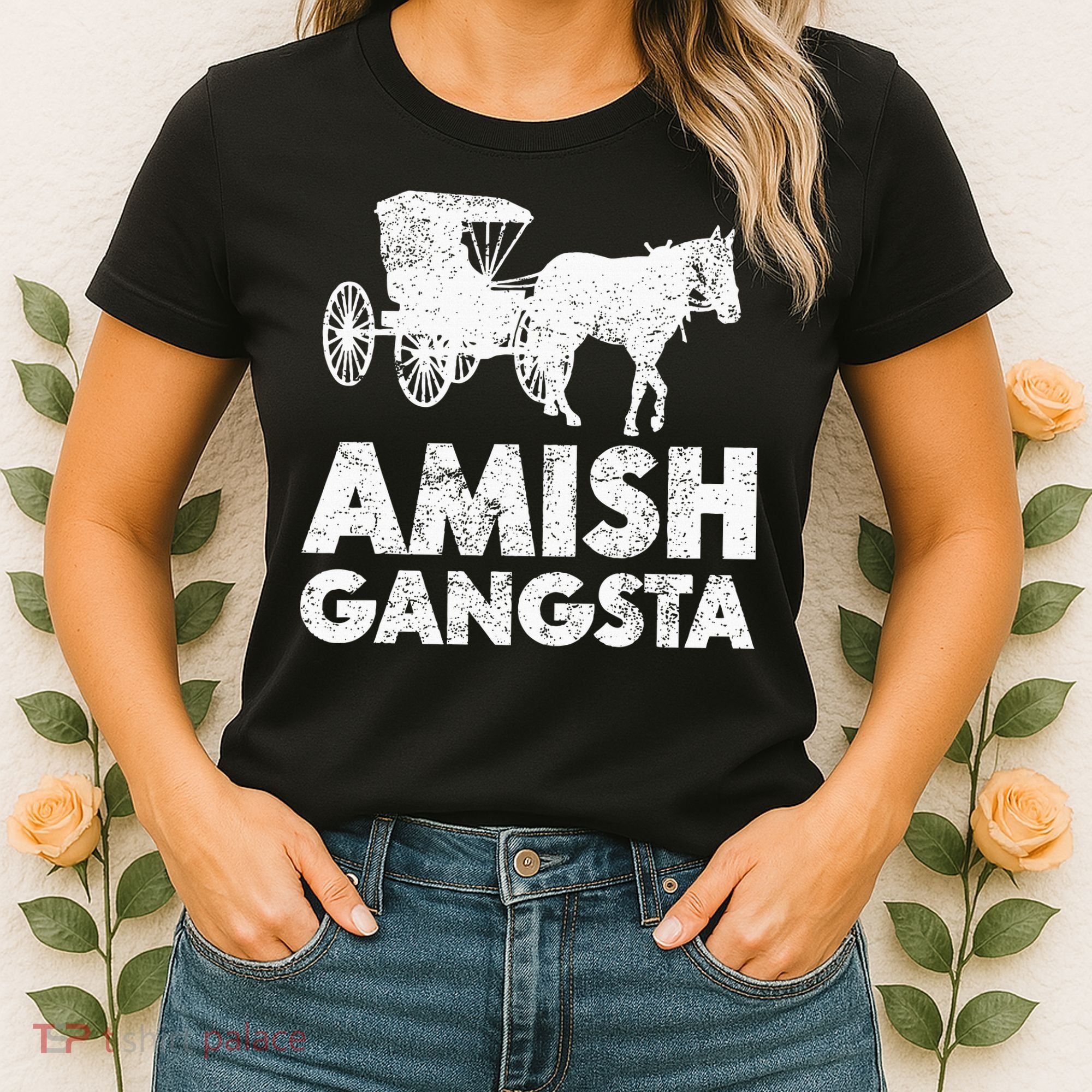Amish Gangsta Horse And Buggy Funny Amish Gift Women's T-Shirt