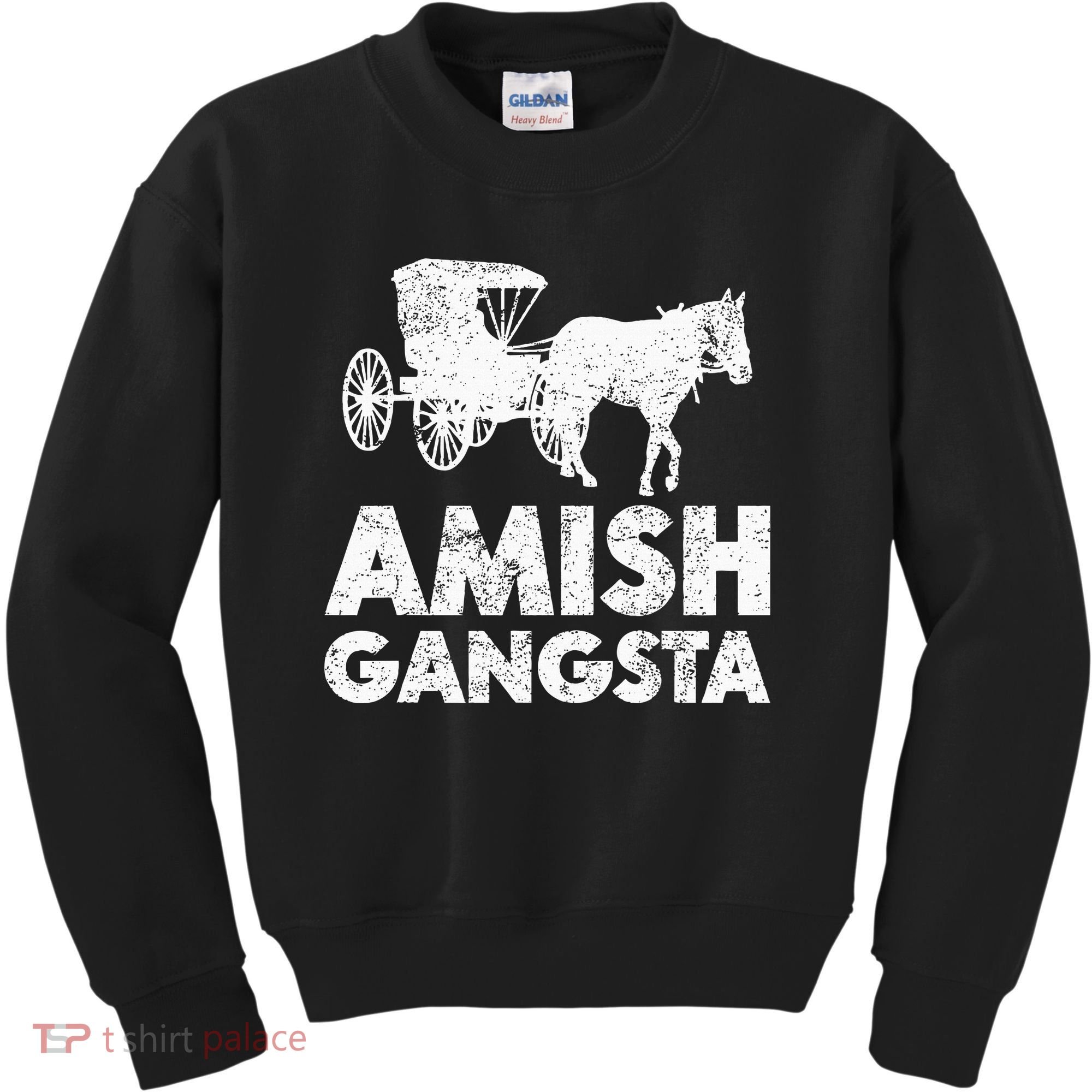 Amish Gangsta Horse And Buggy Funny Amish Gift Kids Sweatshirt