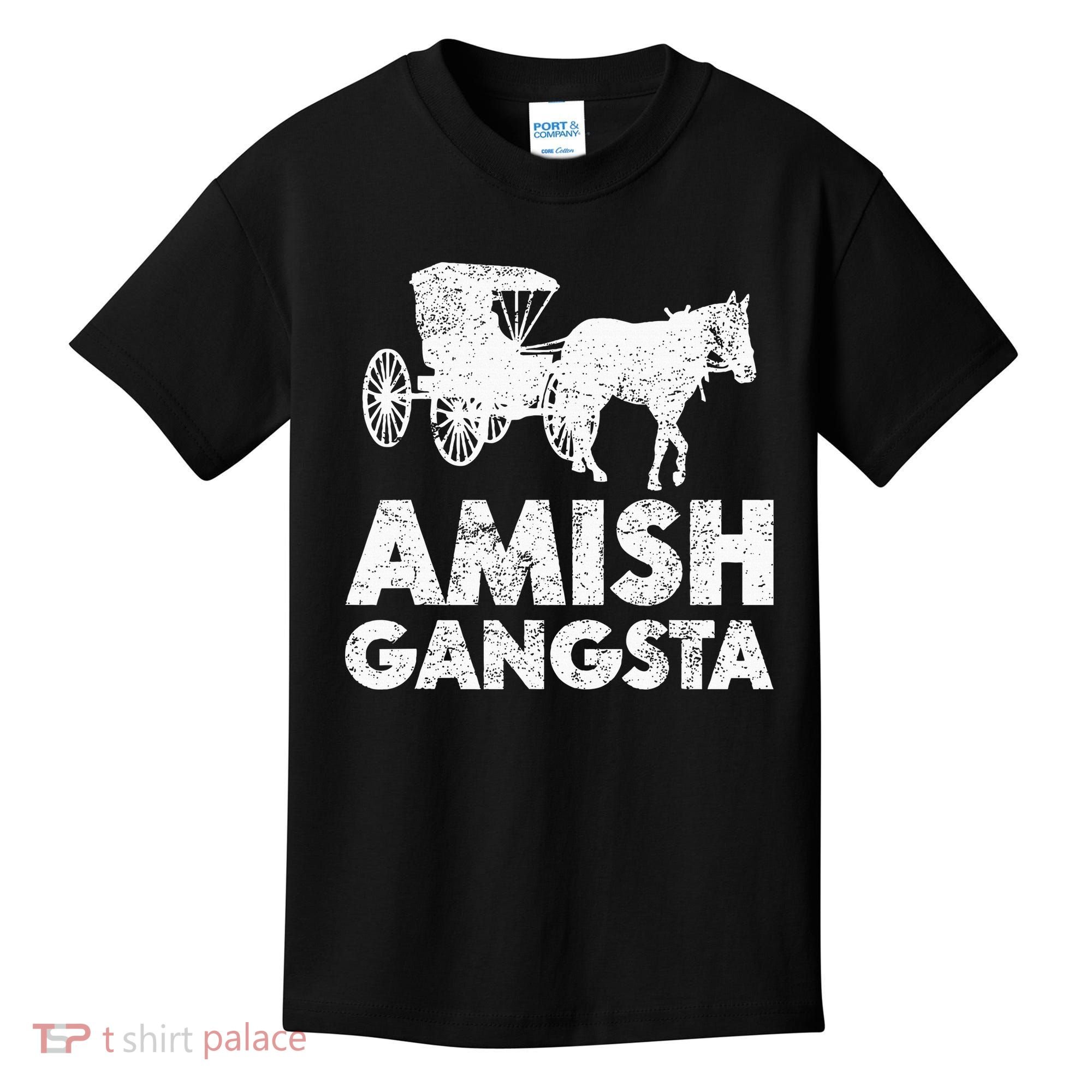 Amish Gangsta Horse And Buggy Funny Amish Gift Kids T-Shirt