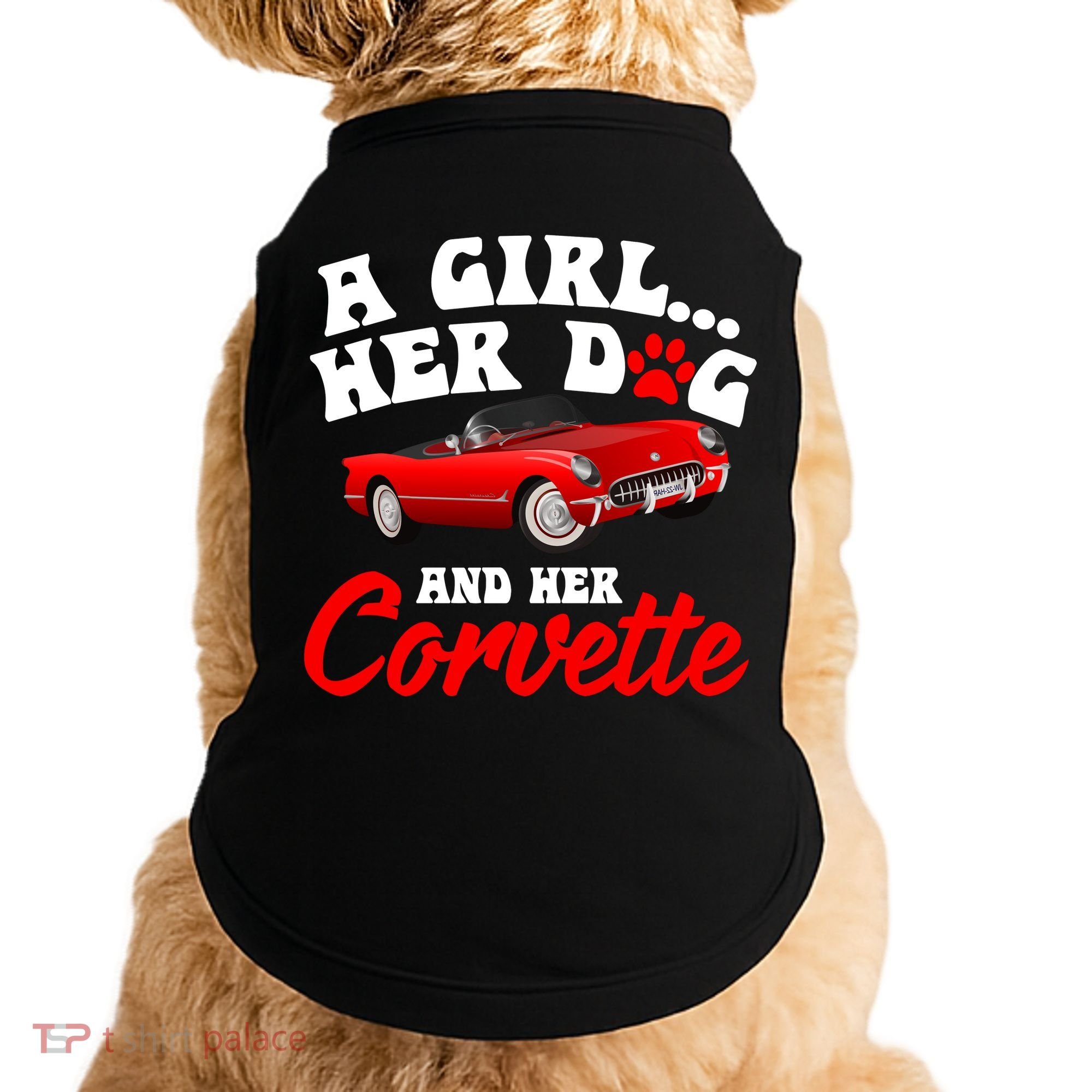 A Girl Her Dog And Her Corvette Dog Mom Doggie Tank