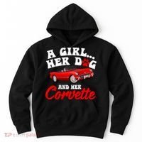 A Girl Her Dog And Her Corvette Dog Mom Hoodie thumb 0