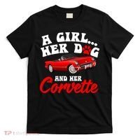 A Girl Her Dog And Her Corvette Dog Mom T-Shirt thumb 0
