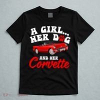 A Girl Her Dog And Her Corvette Dog Mom T-Shirt thumb 5