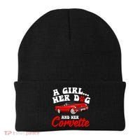 A Girl Her Dog And Her Corvette Dog Mom Beanie thumb 0