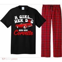 A Girl Her Dog And Her Corvette Dog Mom Pajama Set thumb 0