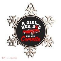 A Girl Her Dog And Her Corvette Dog Mom Ornament thumb 0