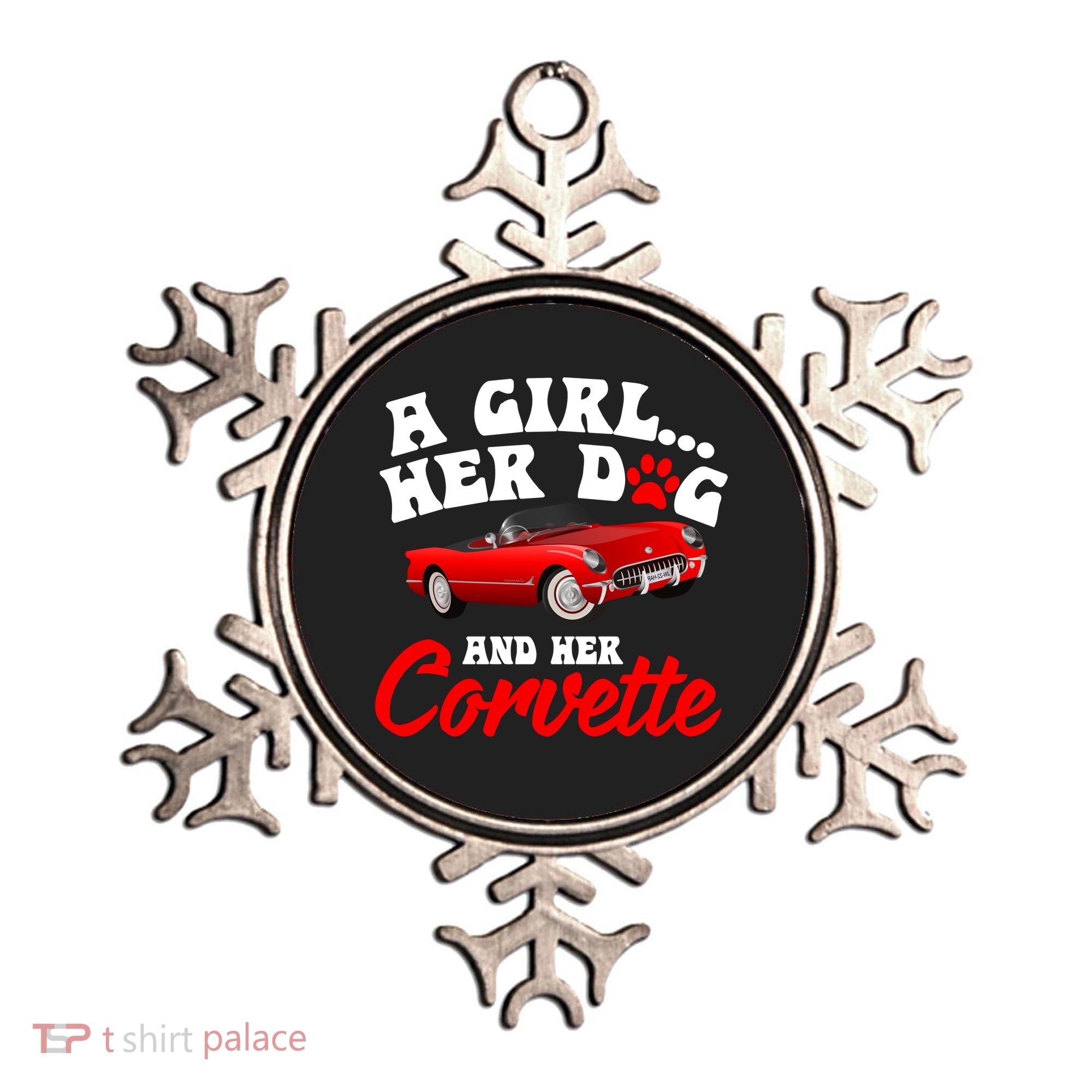 A Girl Her Dog And Her Corvette Dog Mom Ornament