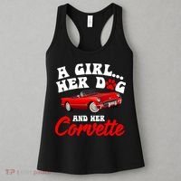 A Girl Her Dog And Her Corvette Dog Mom Women's Tank Top thumb 3