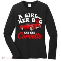 A Girl Her Dog And Her Corvette Dog Mom Women's Long Sleeve Shirt thumb 0
