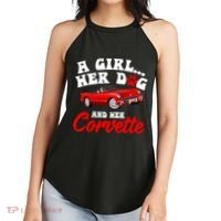 A Girl Her Dog And Her Corvette Dog Mom Women's Perfect Tri Rocker Tank thumb 2
