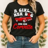 A Girl Her Dog And Her Corvette Dog Mom Women's T-Shirt thumb 2