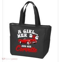 A Girl Her Dog And Her Corvette Dog Mom Tote Bag thumb 3