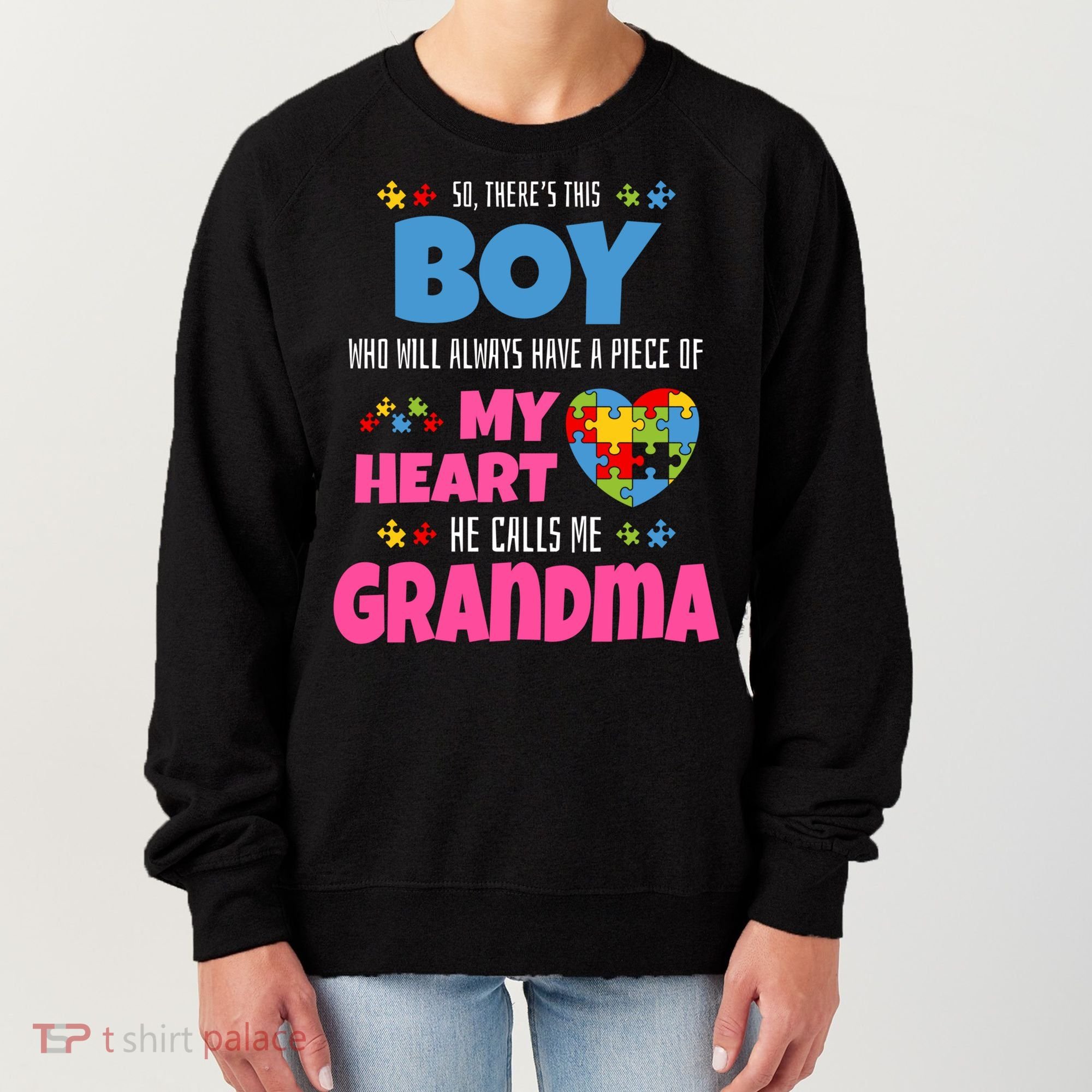 Autism Grandma He Has My Heart Autistic Grandson Gift Women's Sweatshirt