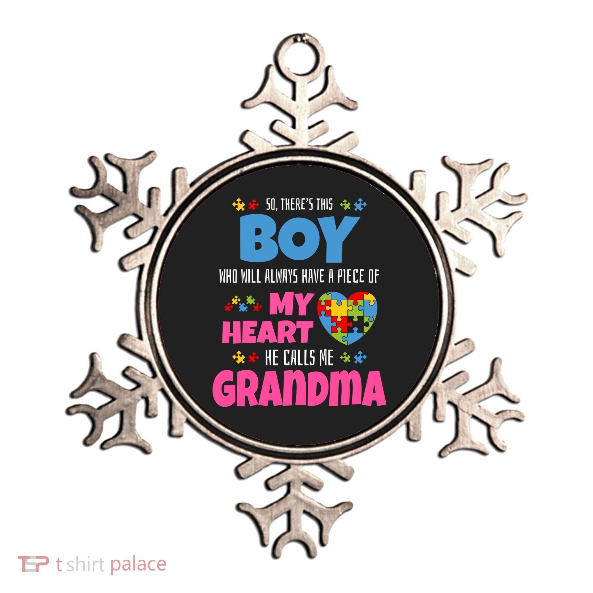 Autism Grandma He Has My Heart Autistic Grandson Gift Ornament