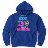 Autism Grandma He Has My Heart Autistic Grandson Gift Hoodie thumb 0