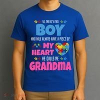 Autism Grandma He Has My Heart Autistic Grandson Gift T-Shirt thumb 3