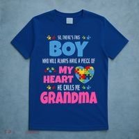 Autism Grandma He Has My Heart Autistic Grandson Gift T-Shirt thumb 5