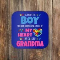 Autism Grandma He Has My Heart Autistic Grandson Gift Coaster thumb 0