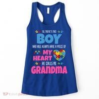Autism Grandma He Has My Heart Autistic Grandson Gift Women's Tank Top thumb 0