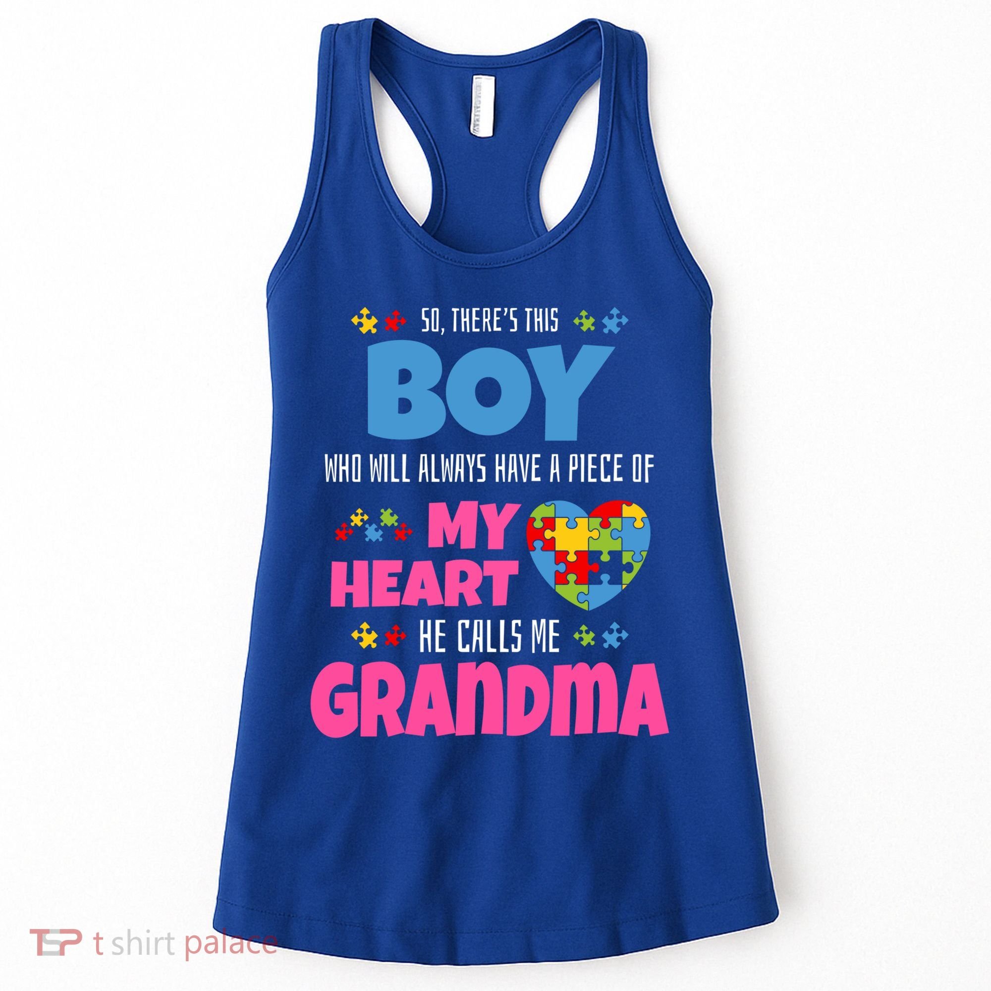 Autism Grandma He Has My Heart Autistic Grandson Gift Women's Tank Top