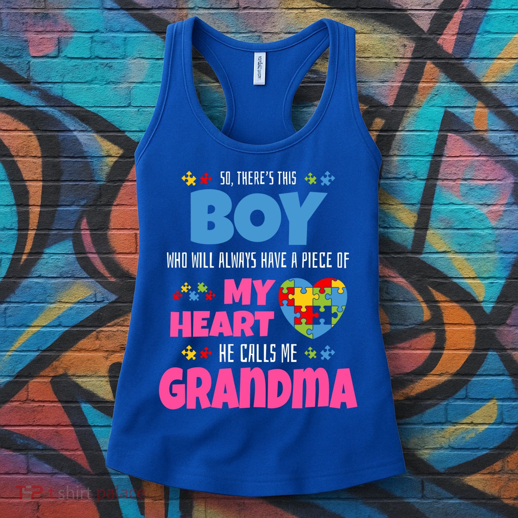 Autism Grandma He Has My Heart Autistic Grandson Gift Women's Tank Top