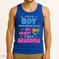 Autism Grandma He Has My Heart Autistic Grandson Gift Tank Top thumb 3