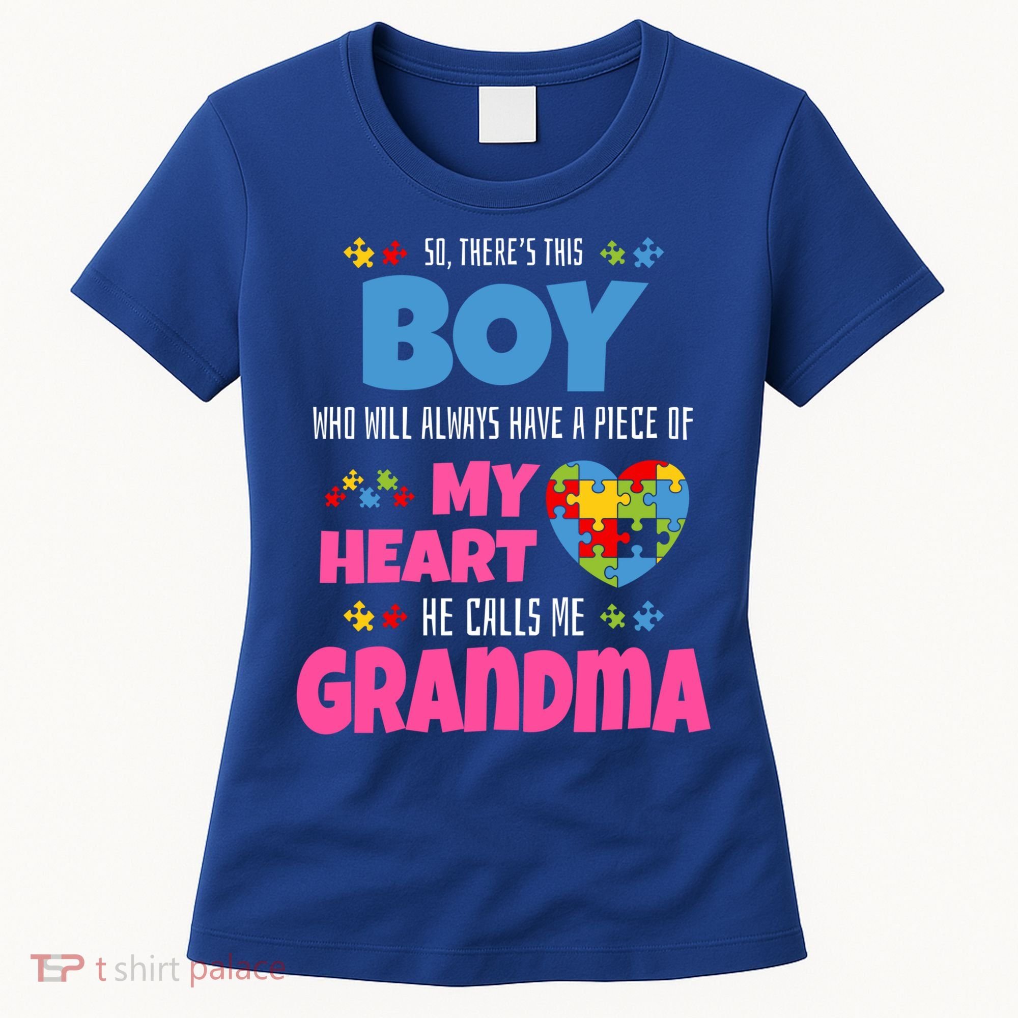 Autism Grandma He Has My Heart Autistic Grandson Gift Women's T-Shirt