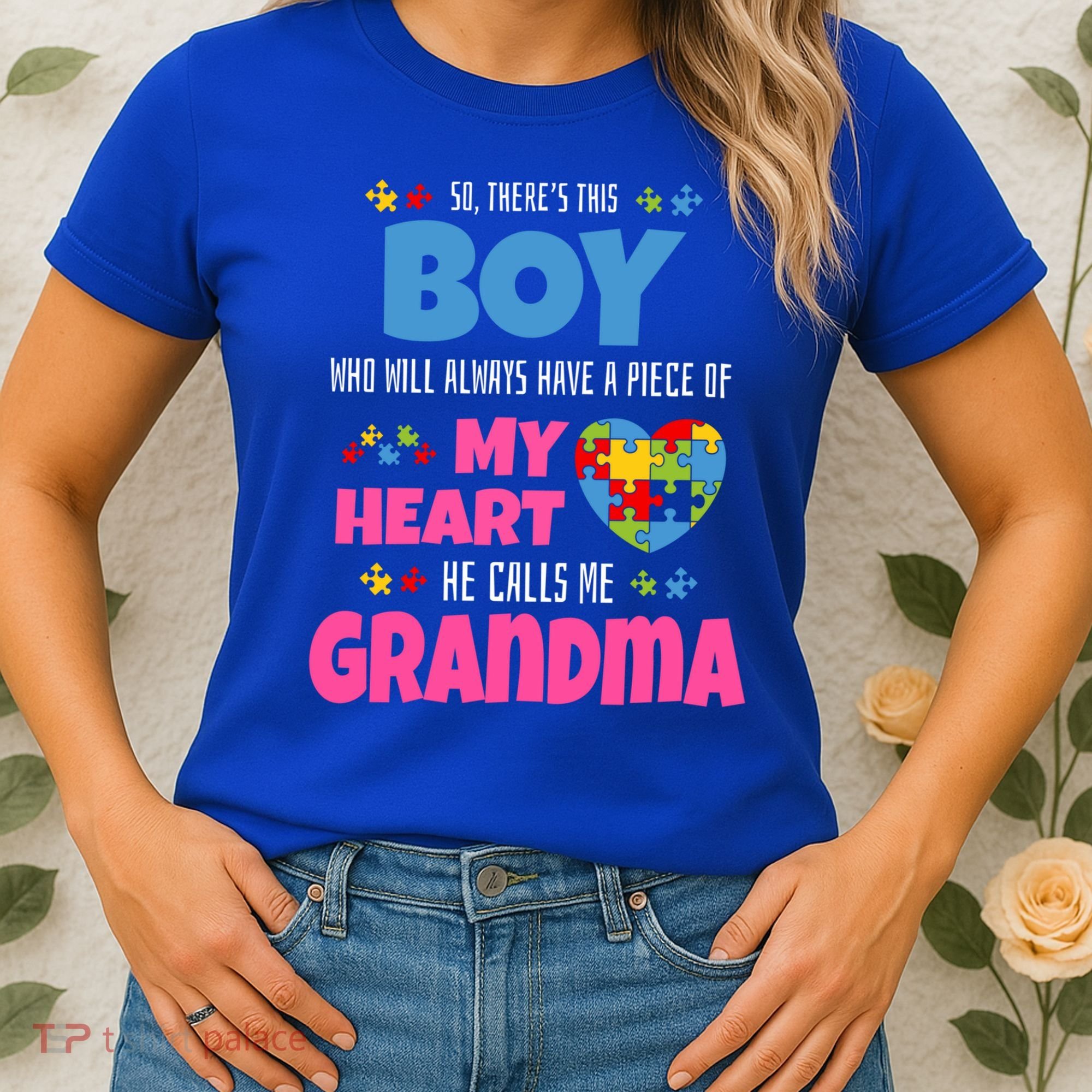 Autism Grandma He Has My Heart Autistic Grandson Gift Women's T-Shirt