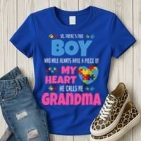 Autism Grandma He Has My Heart Autistic Grandson Gift Women's T-Shirt thumb 3