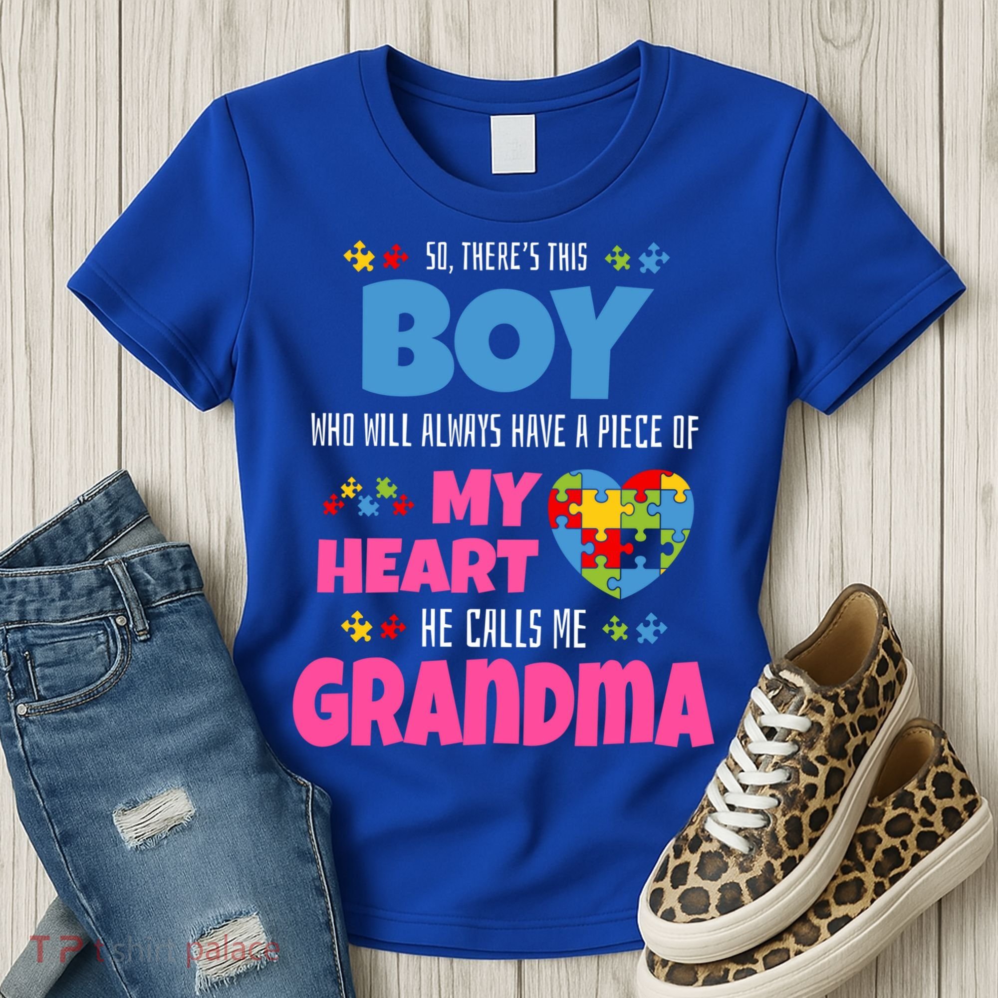 Autism Grandma He Has My Heart Autistic Grandson Gift Women's T-Shirt