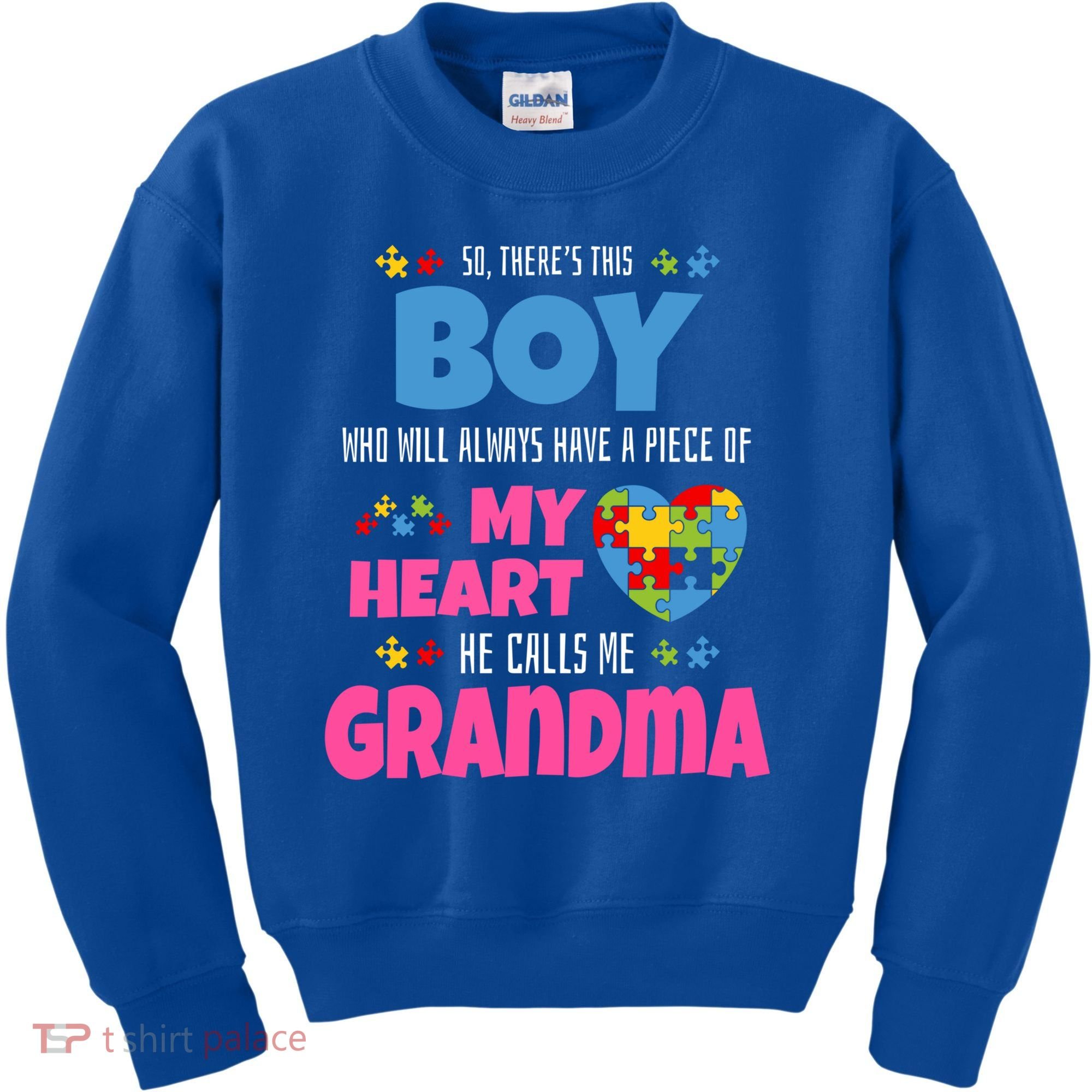 Autism Grandma He Has My Heart Autistic Grandson Gift Kids Sweatshirt