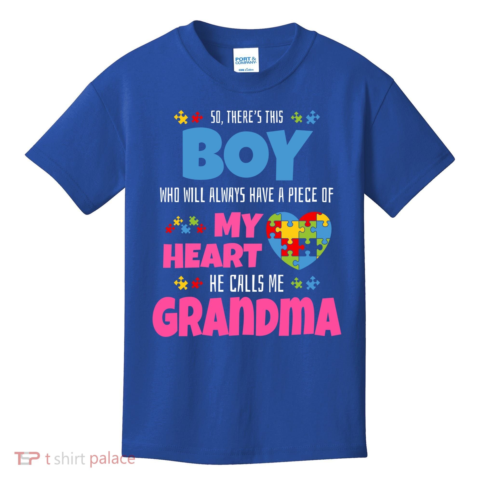 Autism Grandma He Has My Heart Autistic Grandson Gift Kids T-Shirt