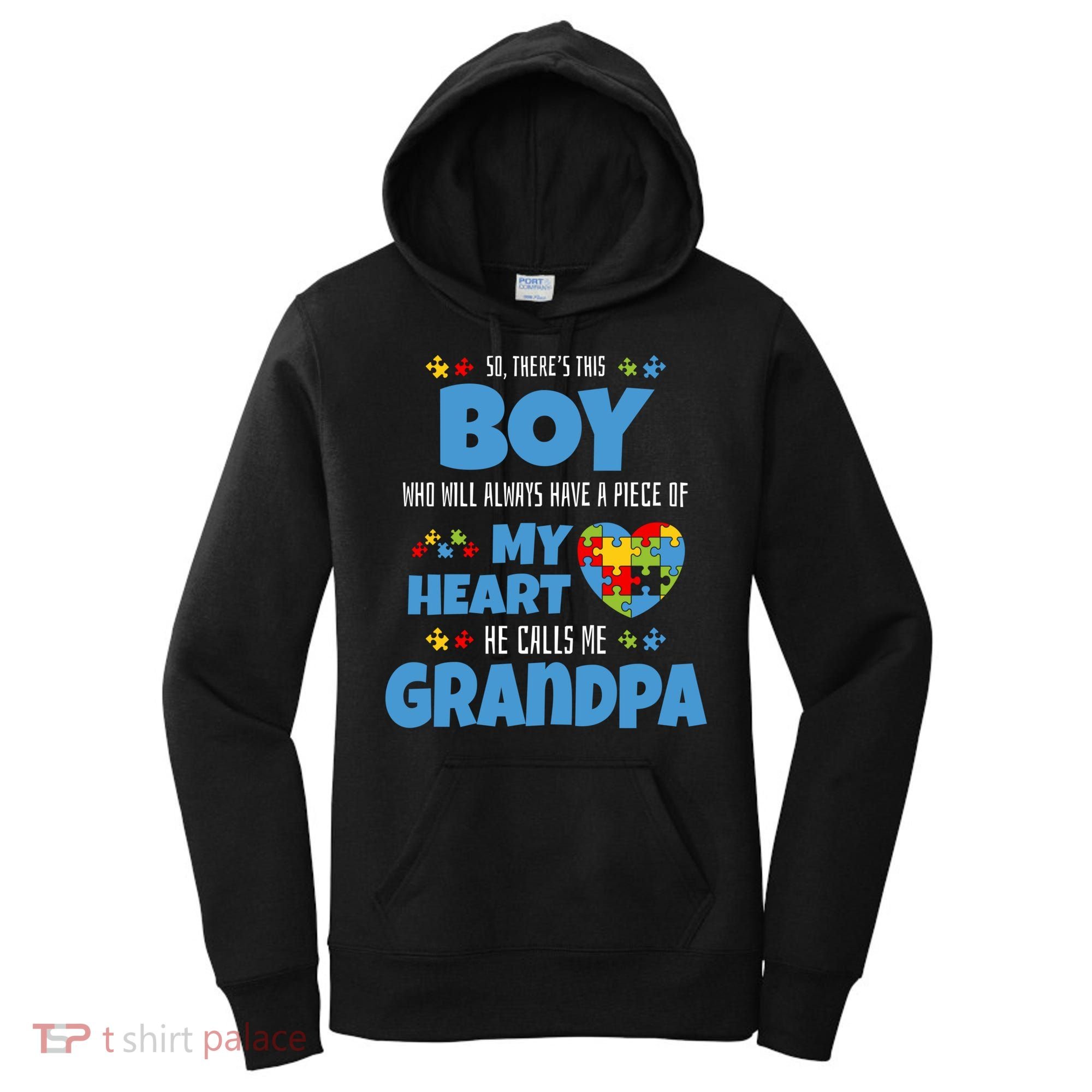 Autism Grandpa He Has My Heart Autistic Grandson Cute Gift Women's Hoodie