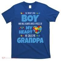 Autism Grandpa He Has My Heart Autistic Grandson Cute Gift T-Shirt thumb 0