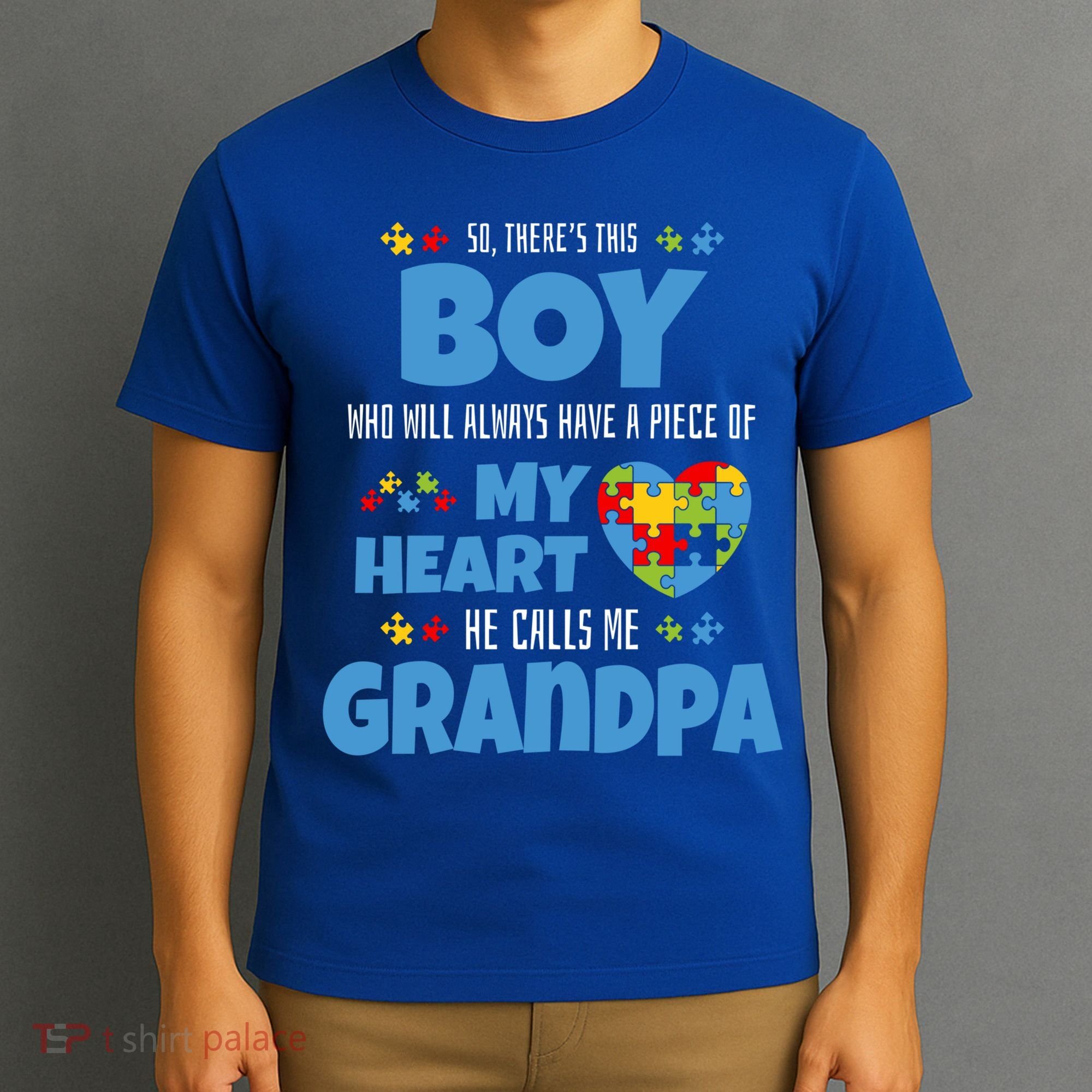 Autism Grandpa He Has My Heart Autistic Grandson Cute Gift T-Shirt