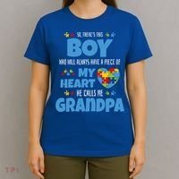 Autism Grandpa He Has My Heart Autistic Grandson Cute Gift T-Shirt thumb 4