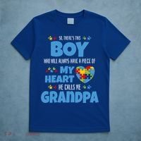 Autism Grandpa He Has My Heart Autistic Grandson Cute Gift T-Shirt thumb 5